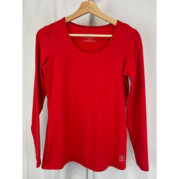 SNOW ANGEL Womens Long Sleeve Base Layer Top Scoop Neck Red Size M - Picture 1 of 7